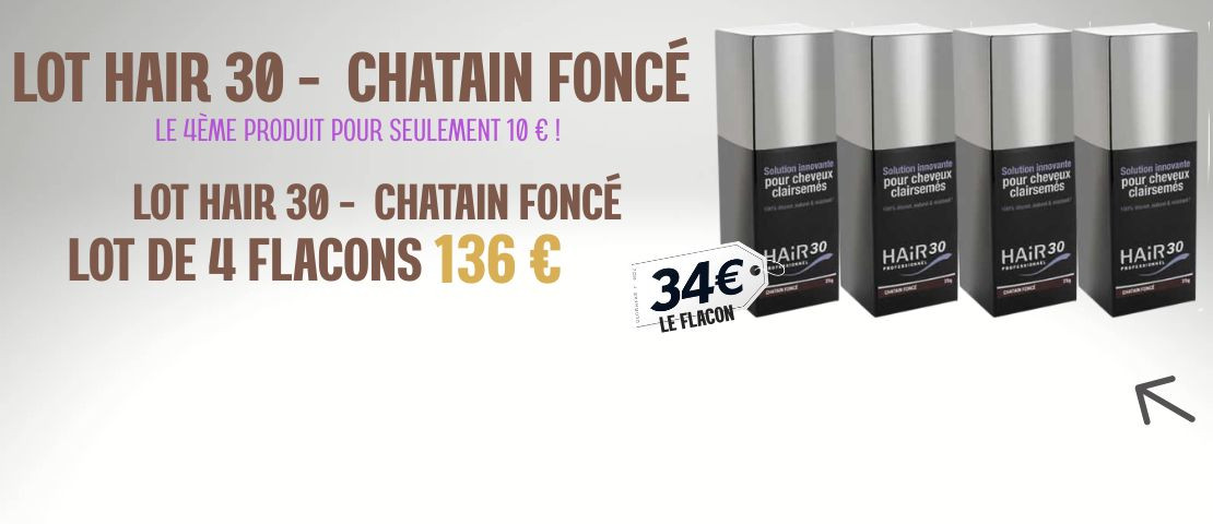 LOT DE 4 FLACONS HAIR 30 CHATAIN FONCE
